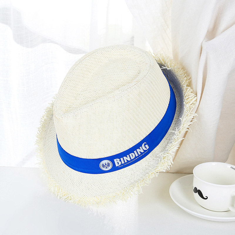 Logo Kustom White Rolled Brim Paper Straw Trilby Hat