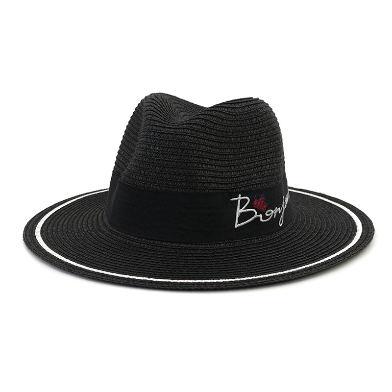 Logo Kustom Wanita Topi Fedora Jerami