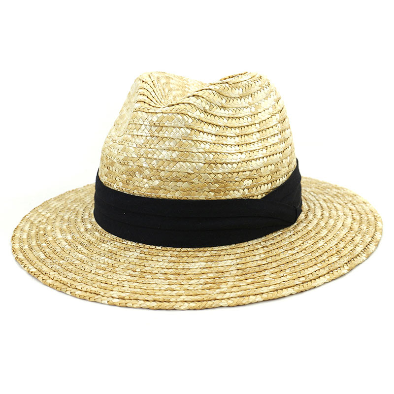 Topi Fedora Jerami Gandum Alami Kustom