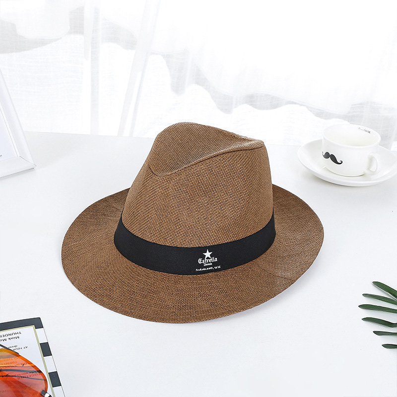Topi Jerami Fedora Cetak Logo Kustom untuk Acara