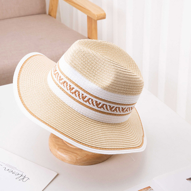 Kualitas Tinggi Musim Panas Stripe Straw Fedora Sun Hat