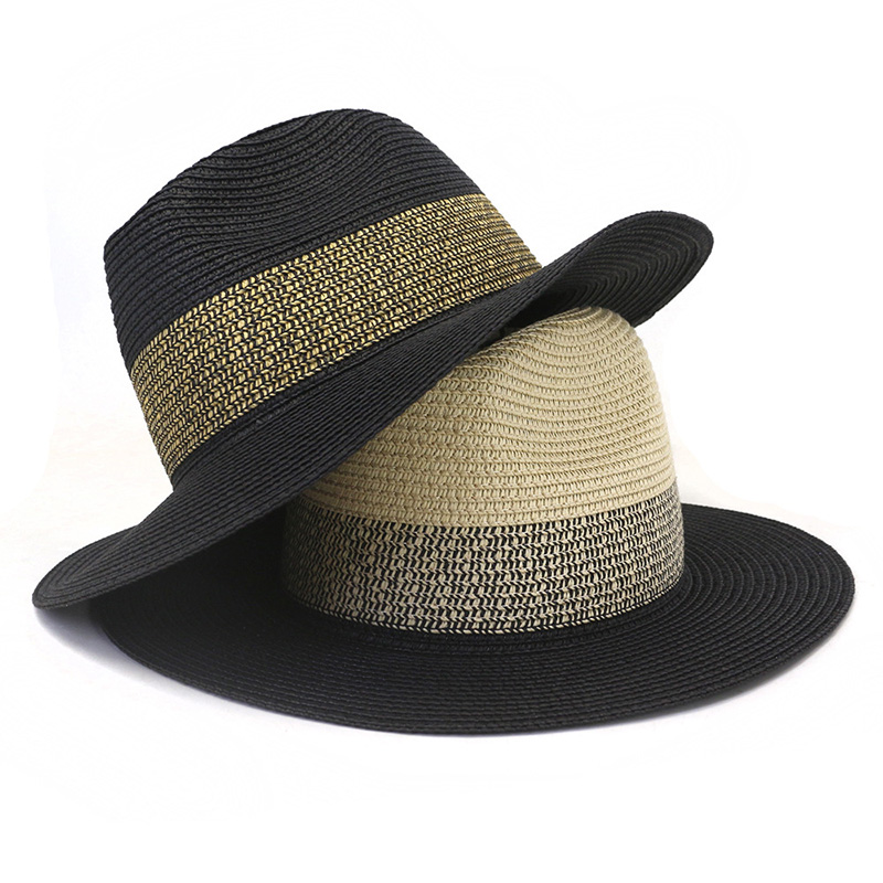 Topi Fedora Panama Jerami Kertas Hitam Pria